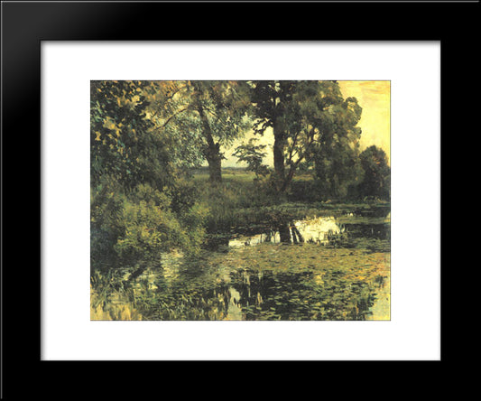 Overgrown Pond 20x24 Black Modern Wood Framed Art Print Poster by Levitan, Isaac