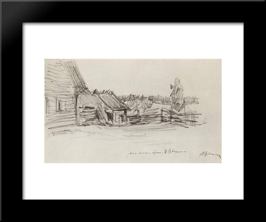 Peasant'S Hut 20x24 Black Modern Wood Framed Art Print Poster by Levitan, Isaac