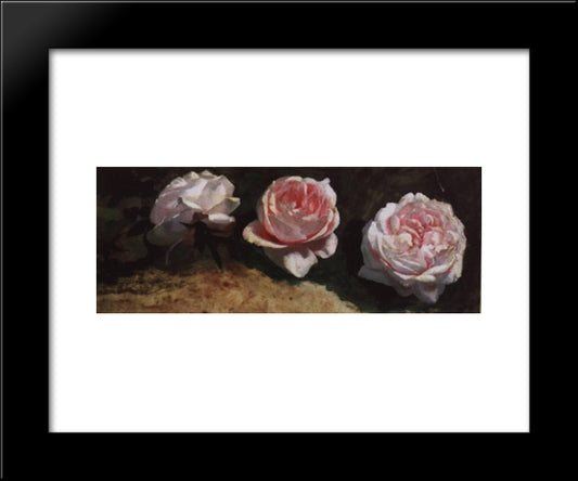 Peonies 20x24 Black Modern Wood Framed Art Print Poster by Levitan, Isaac