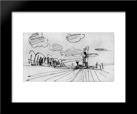 Platform. The Approaching Train. 20x24 Black Modern Wood Framed Art Print Poster by Levitan, Isaac