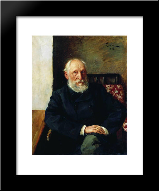 Portrait Of Nikolay Panafidin. 20x24 Black Modern Wood Framed Art Print Poster by Levitan, Isaac