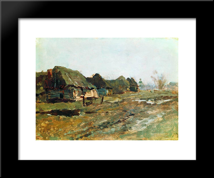 Quartered In The Village 20x24 Black Modern Wood Framed Art Print Poster by Levitan, Isaac