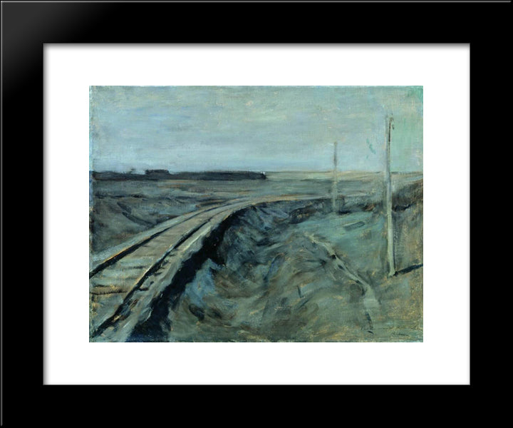 Railroad Tracks 20x24 Black Modern Wood Framed Art Print Poster by Levitan, Isaac