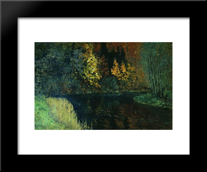 River In The Forest. Autumn At River Istra. 20x24 Black Modern Wood Framed Art Print Poster by Levitan, Isaac