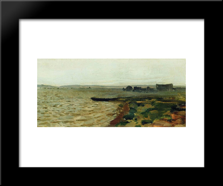 Riverbank 20x24 Black Modern Wood Framed Art Print Poster by Levitan, Isaac