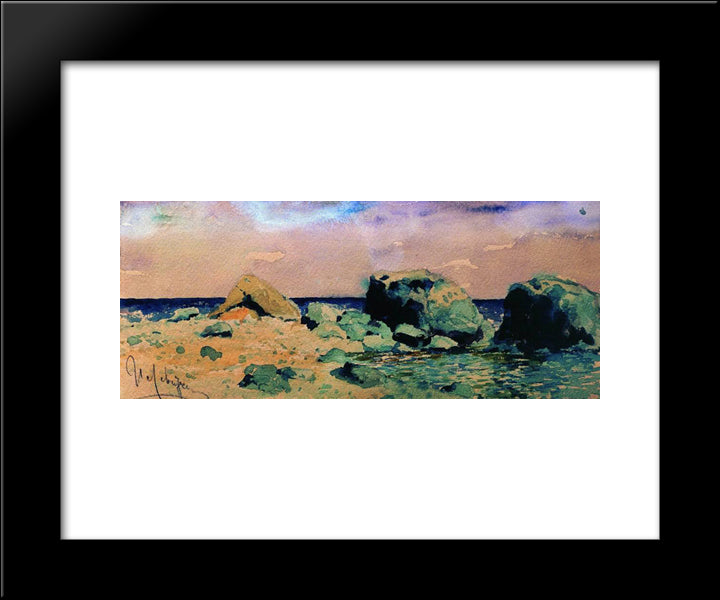 Seashore With Sea View 20x24 Black Modern Wood Framed Art Print Poster by Levitan, Isaac