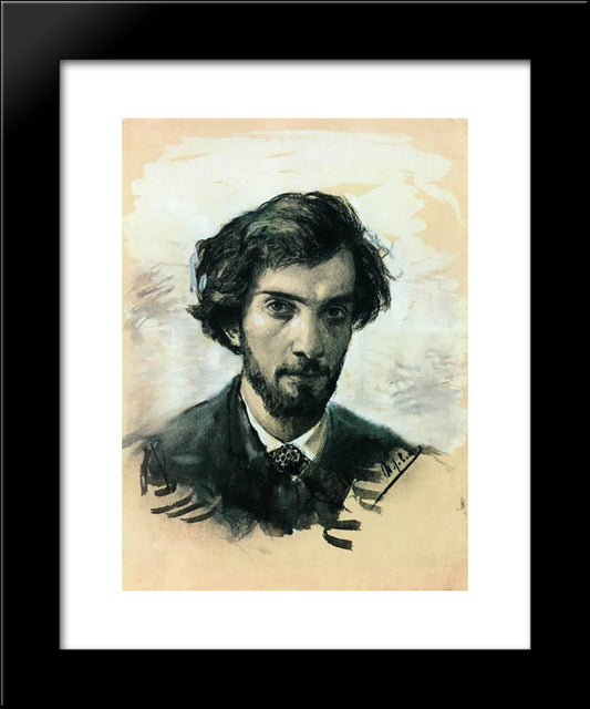 Self Portrait 20x24 Black Modern Wood Framed Art Print Poster by Levitan, Isaac