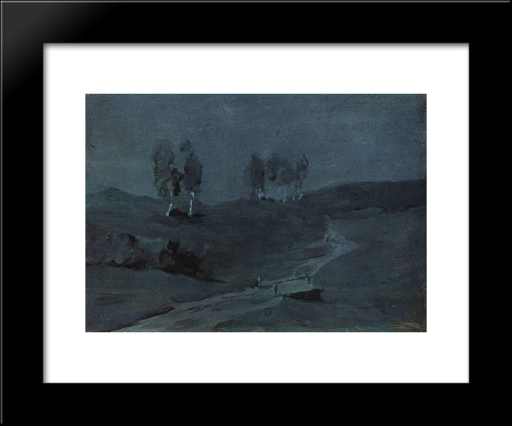 Shadows. Moonlit Night. 20x24 Black Modern Wood Framed Art Print Poster by Levitan, Isaac