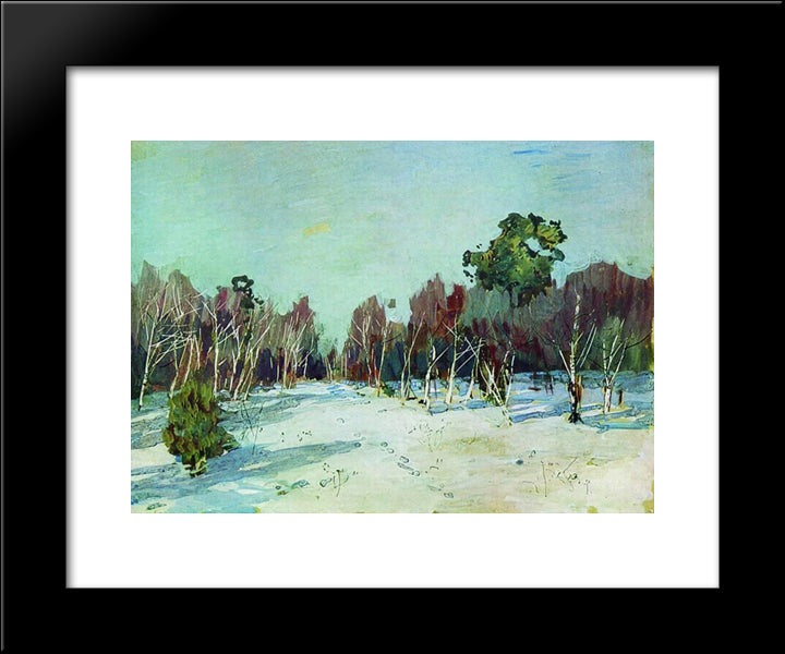 Snowbound Garden. 20x24 Black Modern Wood Framed Art Print Poster by Levitan, Isaac