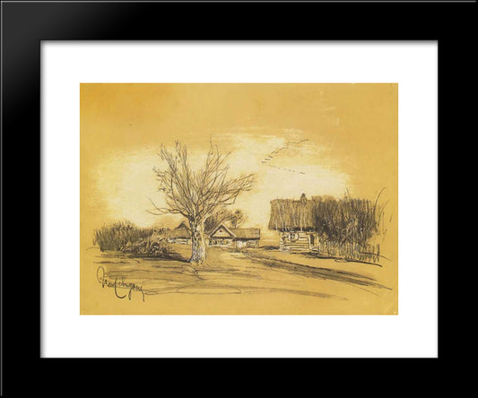 Spring In The Village 20x24 Black Modern Wood Framed Art Print Poster by Levitan, Isaac