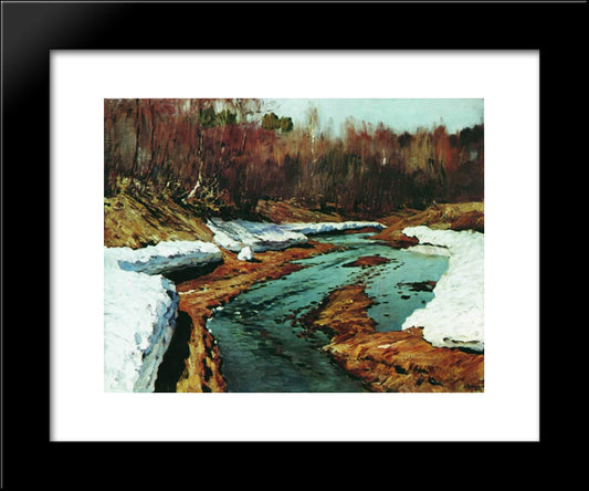 Springtime. The Last Snow. 20x24 Black Modern Wood Framed Art Print Poster by Levitan, Isaac