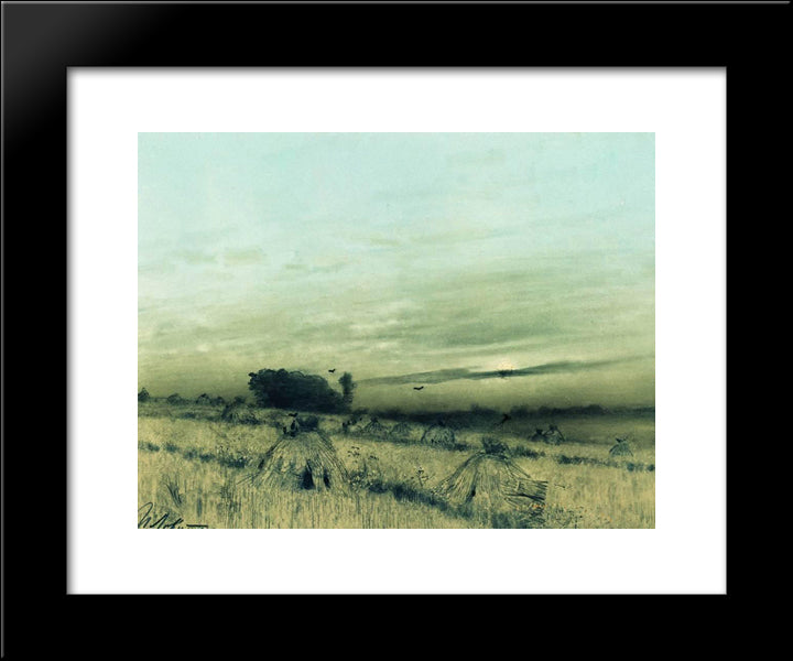 Stubbled Field 20x24 Black Modern Wood Framed Art Print Poster by Levitan, Isaac