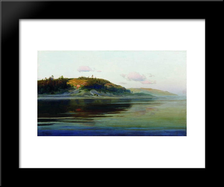 Summer Evening. River. 20x24 Black Modern Wood Framed Art Print Poster by Levitan, Isaac