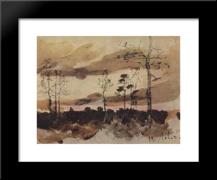 Sunset. Forest Edge. 20x24 Black Modern Wood Framed Art Print Poster by Levitan, Isaac