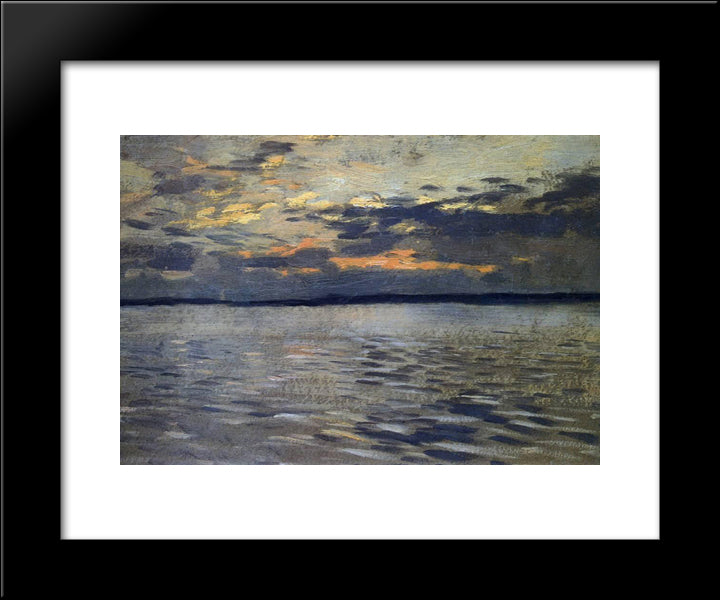 The Lake. Eventide. 20x24 Black Modern Wood Framed Art Print Poster by Levitan, Isaac