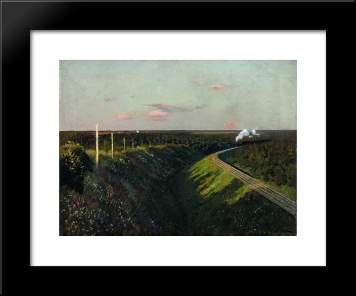 Train On The Way 20x24 Black Modern Wood Framed Art Print Poster by Levitan, Isaac