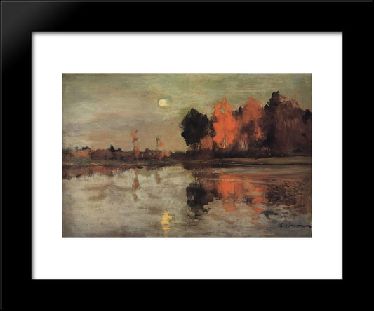 Twilight. Moon. 20x24 Black Modern Wood Framed Art Print Poster by Levitan, Isaac