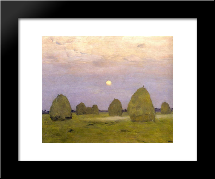 Twilight. Stacks 20x24 Black Modern Wood Framed Art Print Poster by Levitan, Isaac