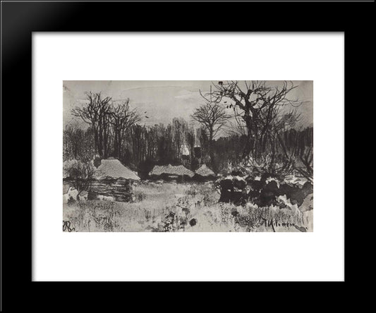 Village. Early Spring. 20x24 Black Modern Wood Framed Art Print Poster by Levitan, Isaac