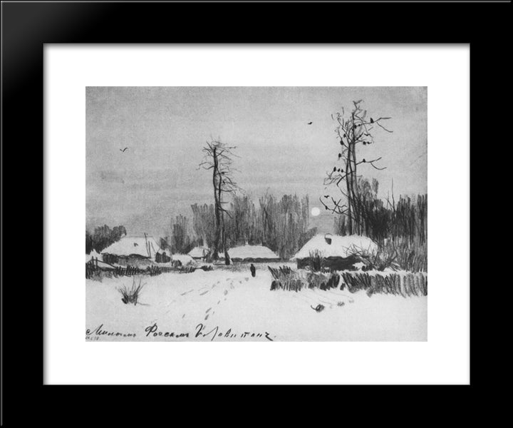 Village. Winter. 20x24 Black Modern Wood Framed Art Print Poster by Levitan, Isaac