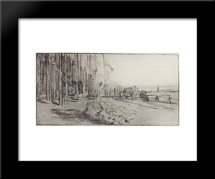 Village At The Edge Of Forest 20x24 Black Modern Wood Framed Art Print Poster by Levitan, Isaac