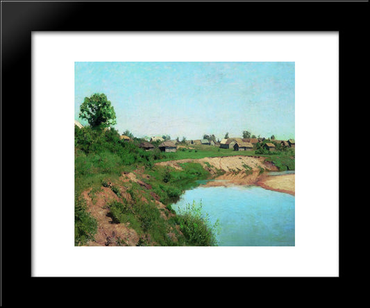 Village At The Riverbank 20x24 Black Modern Wood Framed Art Print Poster by Levitan, Isaac