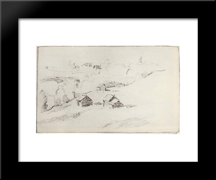 Village By The Ravine 20x24 Black Modern Wood Framed Art Print Poster by Levitan, Isaac