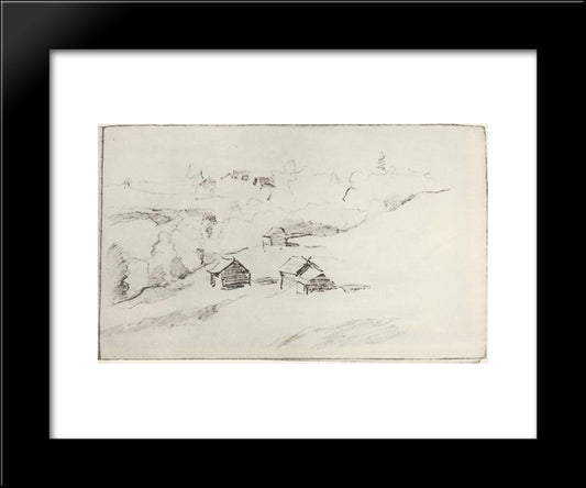 Village By The Ravine 20x24 Black Modern Wood Framed Art Print Poster by Levitan, Isaac