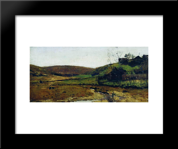 Village Khotkovo 20x24 Black Modern Wood Framed Art Print Poster by Levitan, Isaac