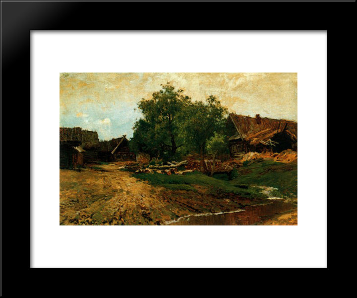 Village Savvinskaya 20x24 Black Modern Wood Framed Art Print Poster by Levitan, Isaac