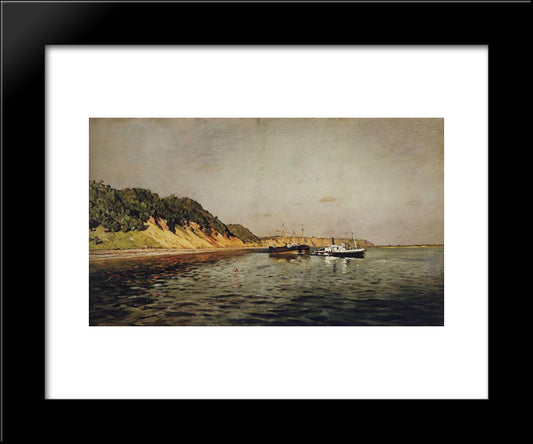 Volga. A Calm Day 20x24 Black Modern Wood Framed Art Print Poster by Levitan, Isaac