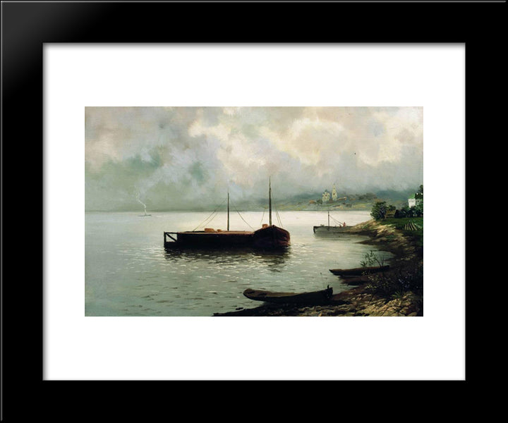 Volga 20x24 Black Modern Wood Framed Art Print Poster by Levitan, Isaac