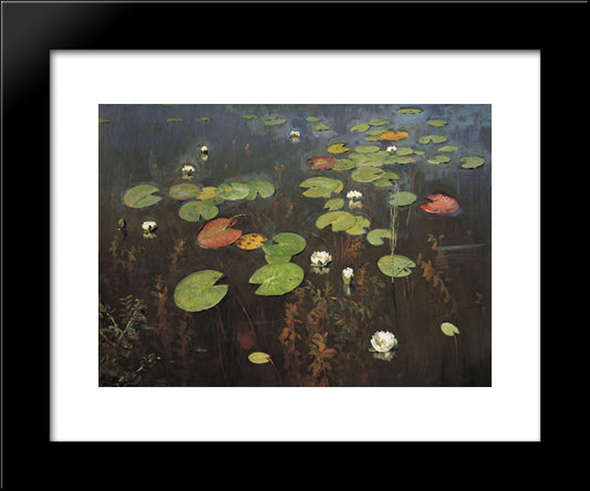 Water Lilies. Nenuphar. 20x24 Black Modern Wood Framed Art Print Poster by Levitan, Isaac