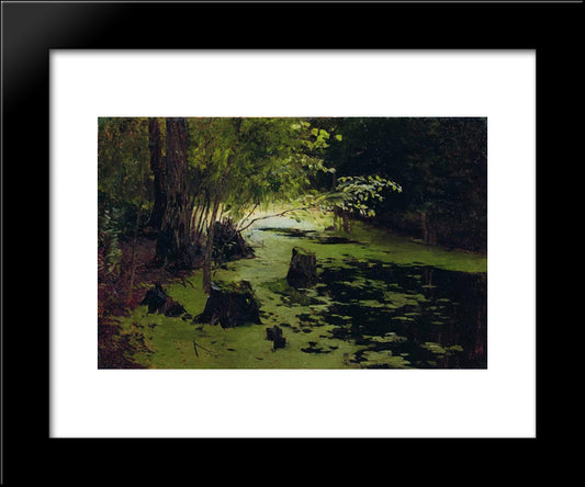 Water Margin (A Pond) 20x24 Black Modern Wood Framed Art Print Poster by Levitan, Isaac
