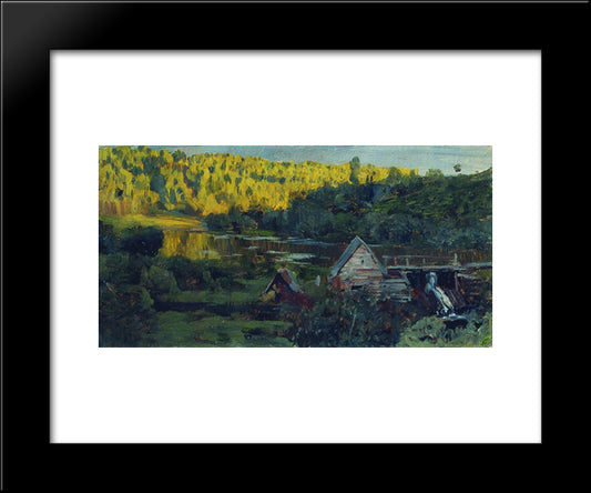 Watermill 20x24 Black Modern Wood Framed Art Print Poster by Levitan, Isaac