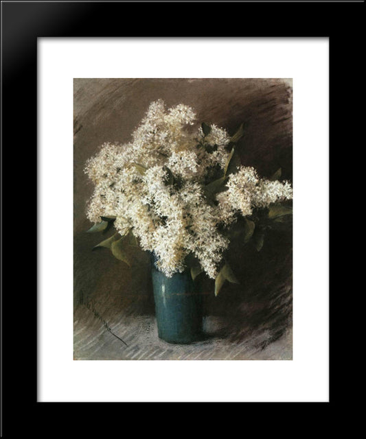 White Lilac 20x24 Black Modern Wood Framed Art Print Poster by Levitan, Isaac