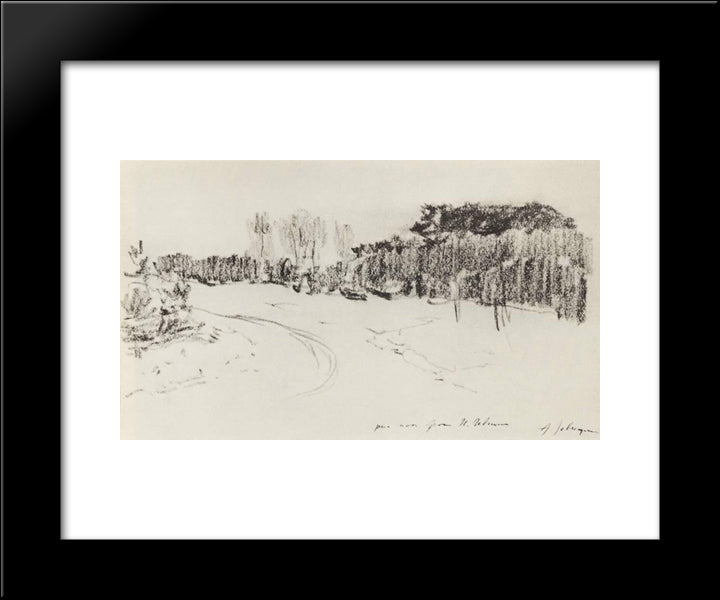 Winter Path In The Forest 20x24 Black Modern Wood Framed Art Print Poster by Levitan, Isaac