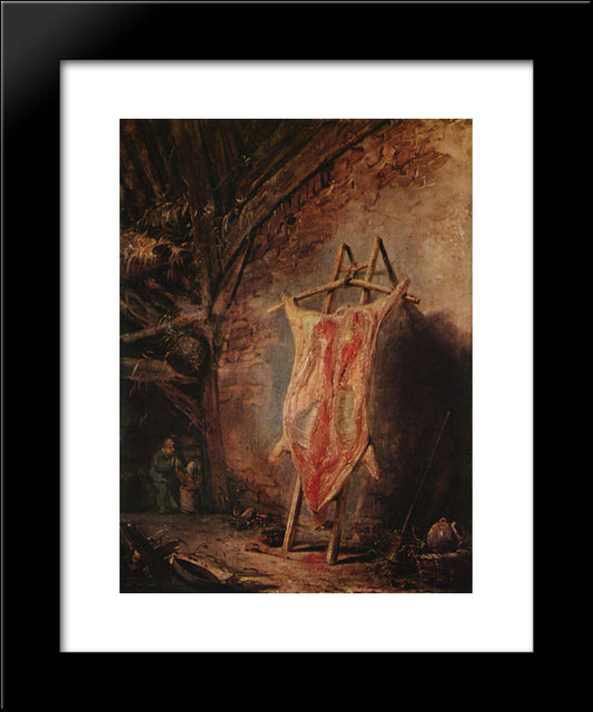 The Cut Pig 20x24 Black Modern Wood Framed Art Print Poster by Ostade, Isaac van