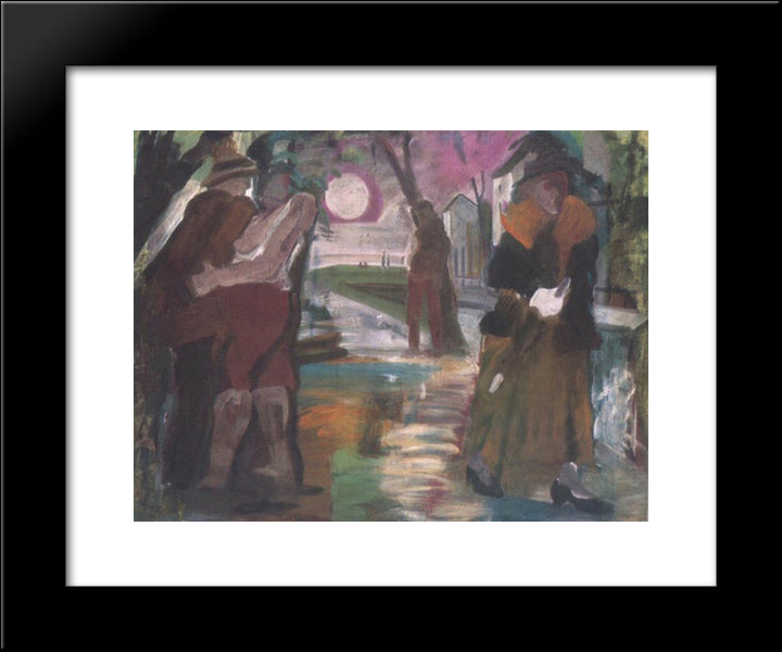 Night On The Outskirts Of Town 20x24 Black Modern Wood Framed Art Print Poster by Farkas, Istvan
