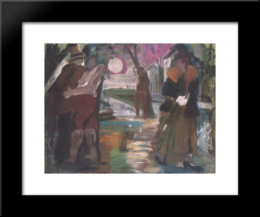 Night On The Outskirts Of Town 20x24 Black Modern Wood Framed Art Print Poster by Farkas, Istvan