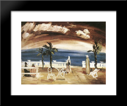 On The Beach Under Purple Sky 20x24 Black Modern Wood Framed Art Print Poster by Farkas, Istvan