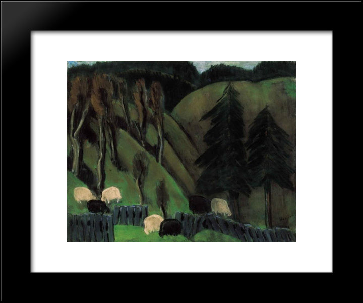 From My Szekely Homeland (Sheep) 20x24 Black Modern Wood Framed Art Print Poster by Nagy, Istvan