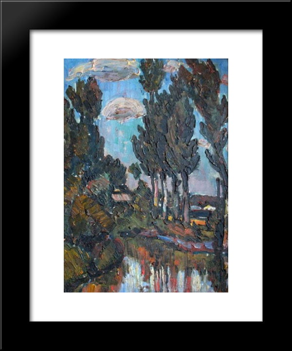 Lakeside Trees 20x24 Black Modern Wood Framed Art Print Poster by Nagy, Istvan