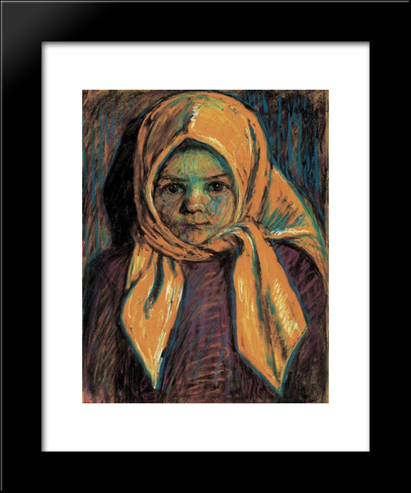 Little Girl With Yellow Babushka 20x24 Black Modern Wood Framed Art Print Poster by Nagy, Istvan