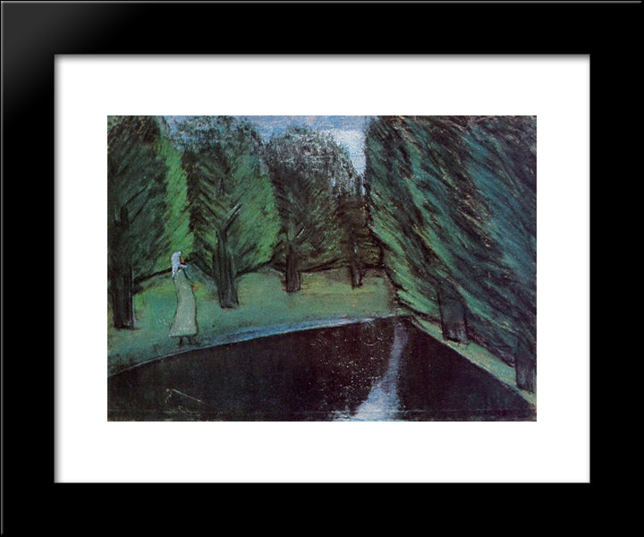 On The Shore Of Harta Pond 20x24 Black Modern Wood Framed Art Print Poster by Nagy, Istvan