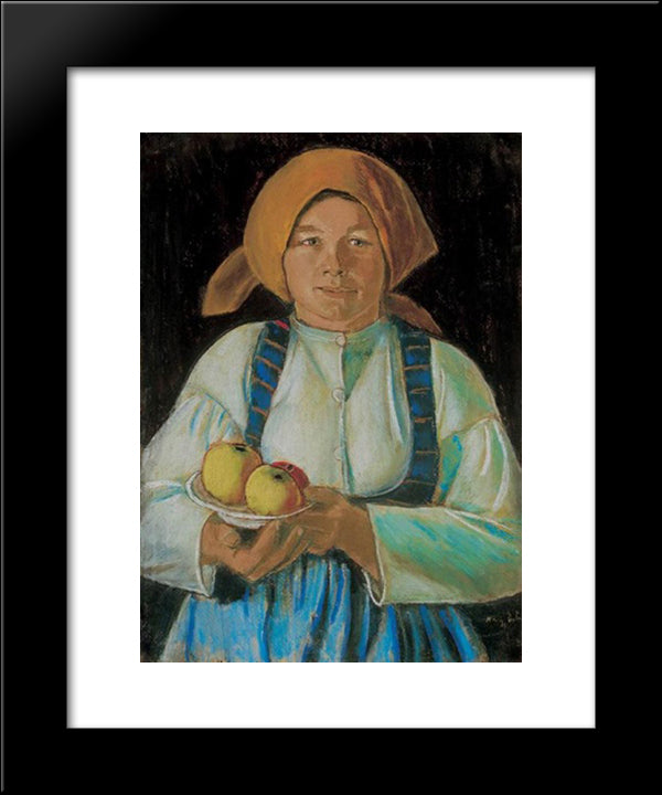 Young Wife Keeping Apples 20x24 Black Modern Wood Framed Art Print Poster by Nagy, Istvan