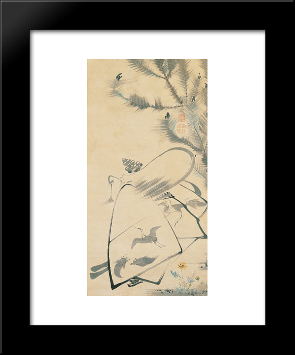Fukurojin (Fukurokuju), The God Of Longevity And Wisdom 20x24 Black Modern Wood Framed Art Print Poster by Jakuchu, Ito