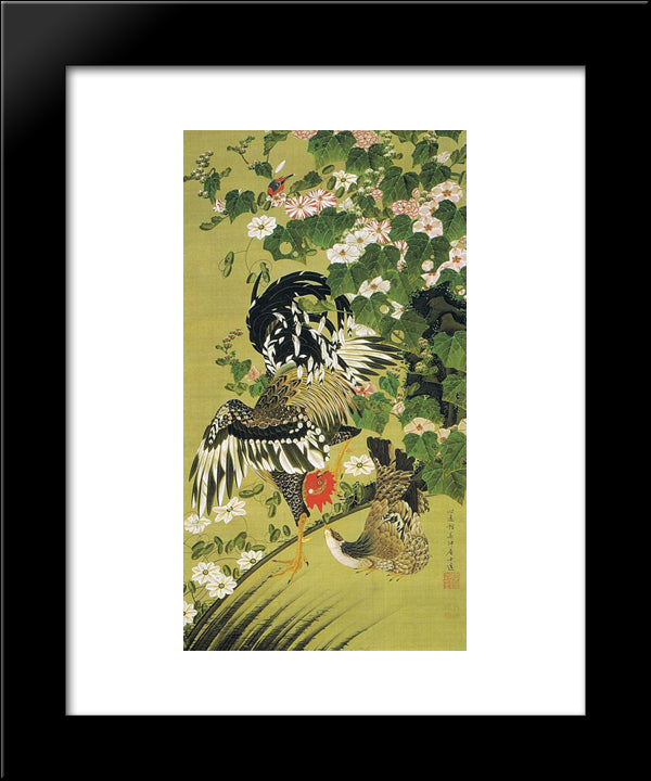 Fuyo Soukeizu 20x24 Black Modern Wood Framed Art Print Poster by Jakuchu, Ito