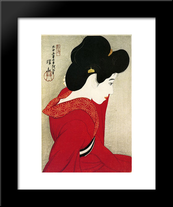 Before The Mirror 20x24 Black Modern Wood Framed Art Print Poster by Shinsui, Ito