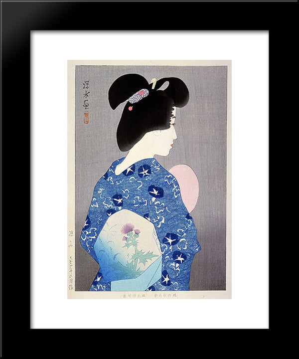Getting Cool Air 20x24 Black Modern Wood Framed Art Print Poster by Shinsui, Ito